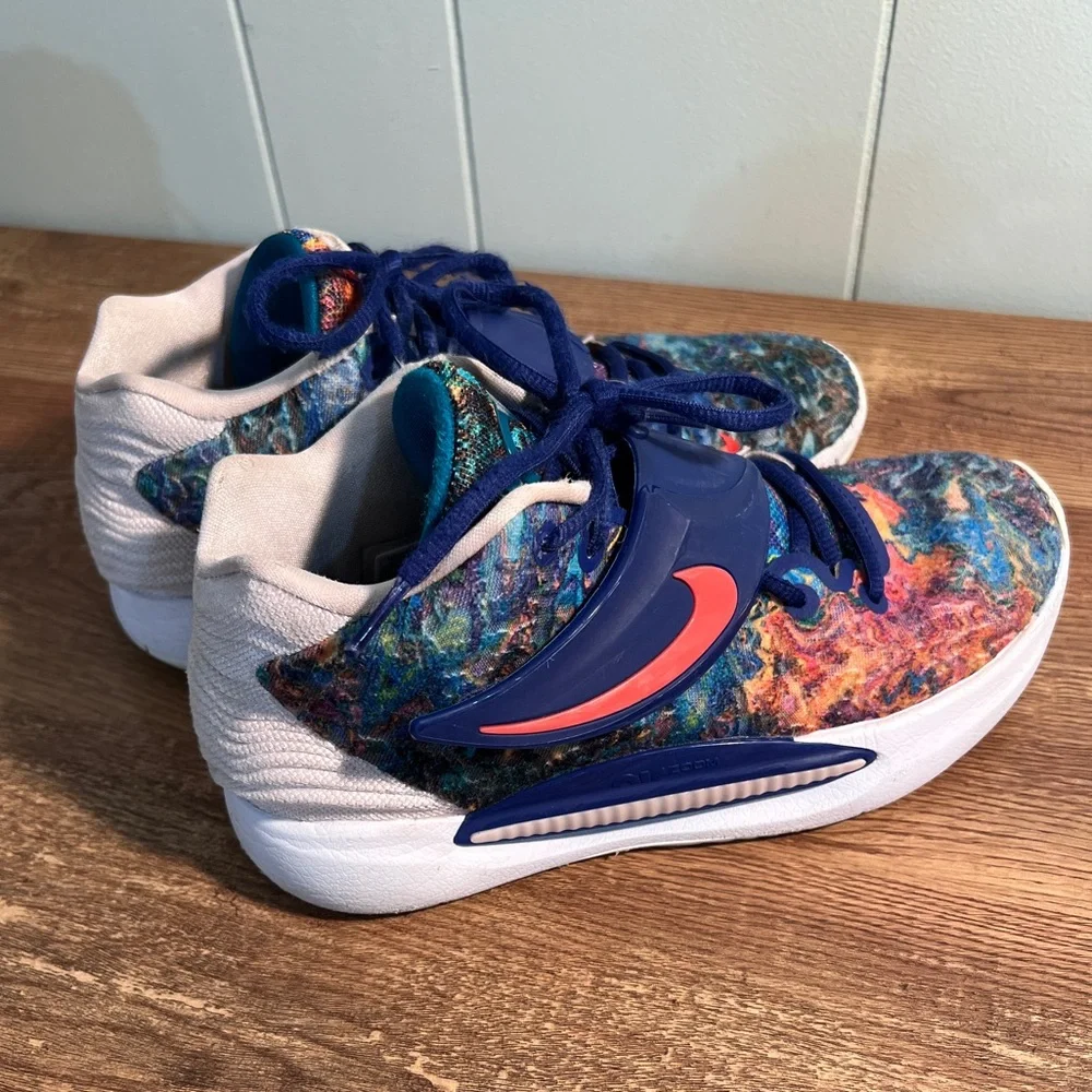 Nike KD 14 Psychedelic Men’s Basketball Shoes Deep Royal Blue/Pale Coral/Coconut - Picture 6 of 16